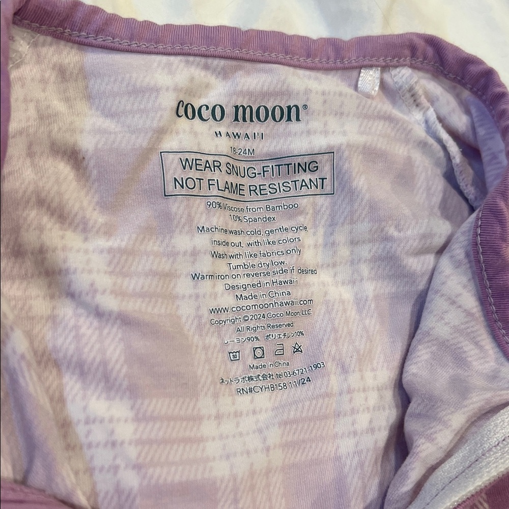 Coco Moon Coveralls- Purple Palaka Print - Picture 2 of 3